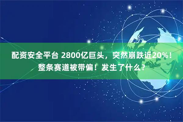 配资安全平台 2800亿巨头，突然崩跌近20%！整条赛道被带偏！发生了什么？
