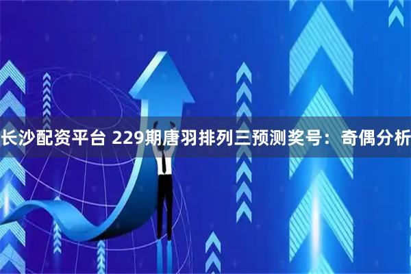 长沙配资平台 229期唐羽排列三预测奖号：奇偶分析